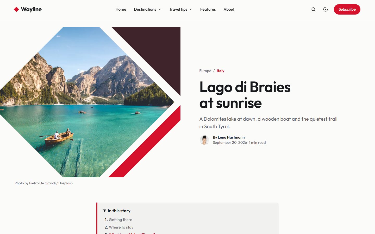 A post header with its image style